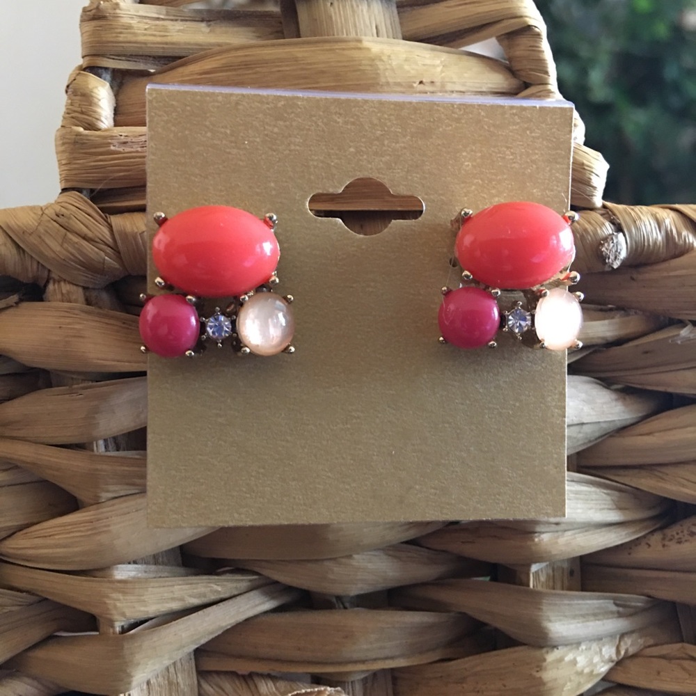 Vintage repurpose cabochon glass pierced earrings